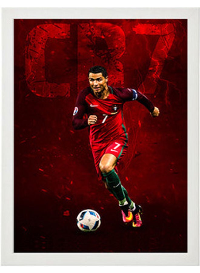 إم إي سي إطار ملصق فني للحائط بتصميم كريستيانو رونالدو أبيض 30 x 40سم - Image 1