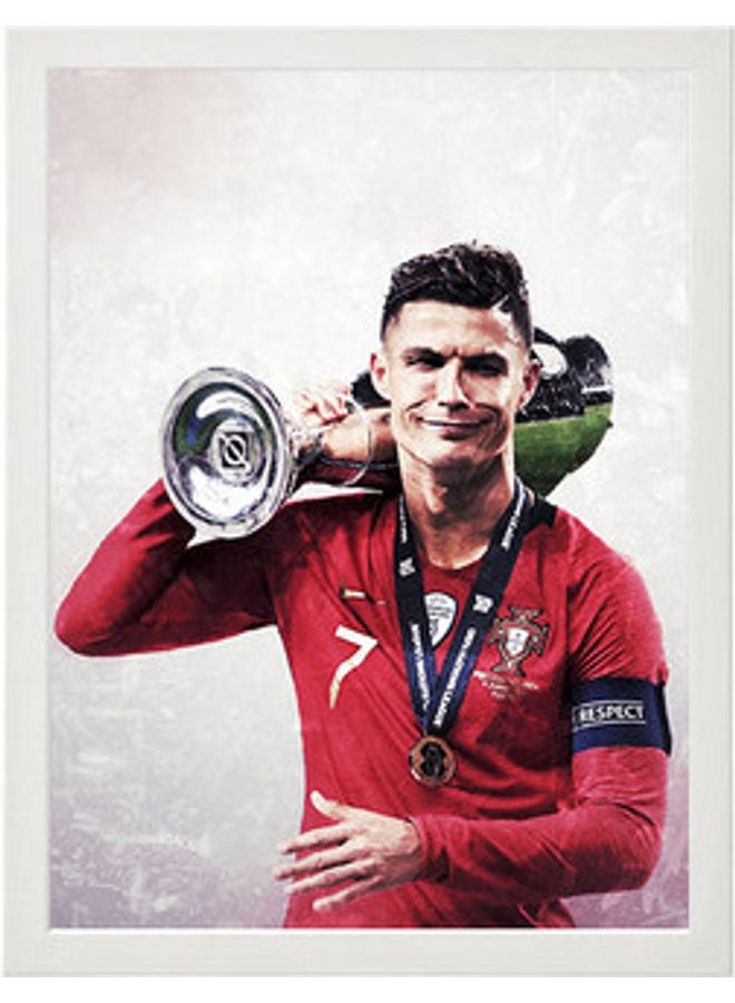 إم إي سي إطار ملصق فني للحائط بتصميم كريستيانو رونالدو أبيض 30 x 40سم - Image 1