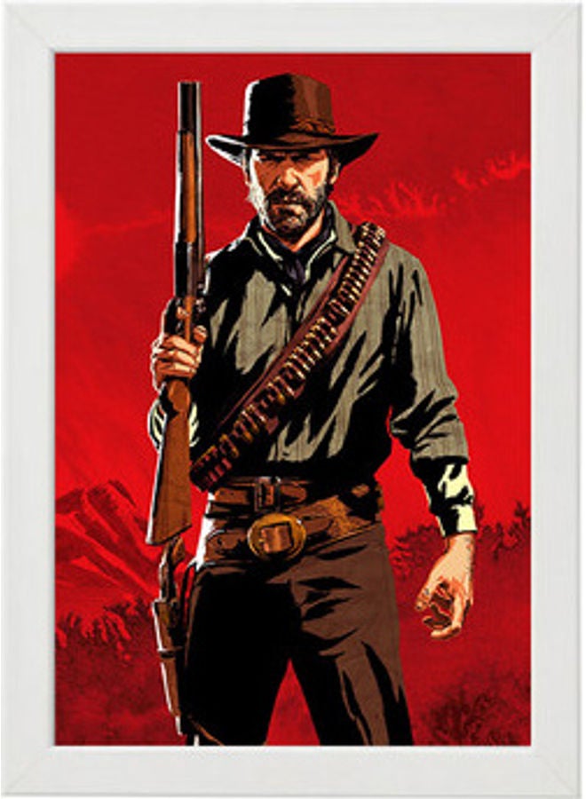 MEC Arthur Red Dead Redepmtion Illustration Wall Art Poster Frame White 21 x 30cm  - Image 1