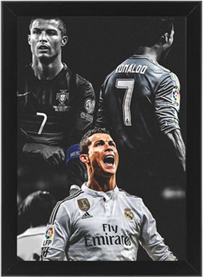 MEC - Cristiano Ronaldo Wall Art Poster Frame Black 21 x 30cm - Image 1