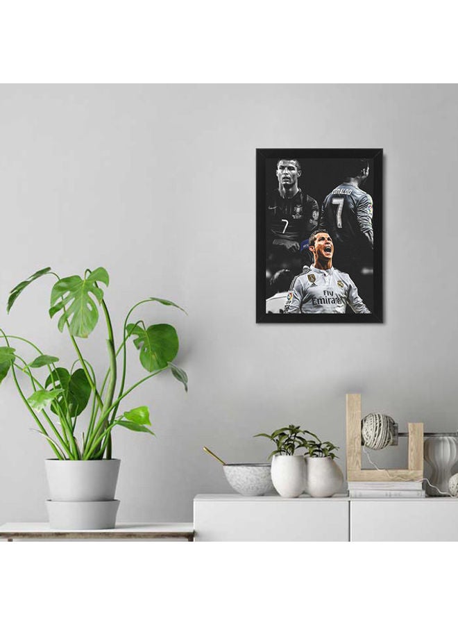 MEC - Cristiano Ronaldo Wall Art Poster Frame Black 21 x 30cm - Image 1