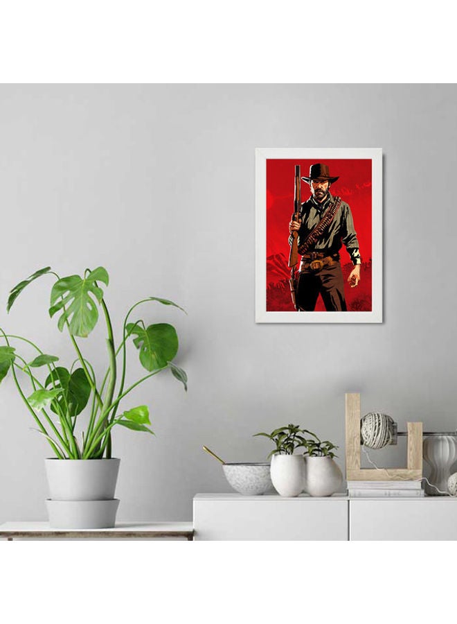 MEC Arthur Red Dead Redepmtion Illustration Wall Art Poster Frame White 21 x 30cm  - Image 2