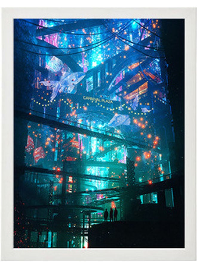 إم إي سي إطار ملصق جداري فني رقمي للمدينة أبيض 30 x 40سم - Image 1