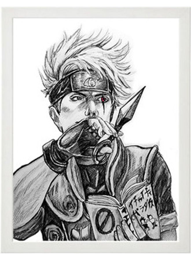 MEC Naruto Abstract Pencil Drawing Wall Art Poster Frame White 30 X 40cm  - Image 1