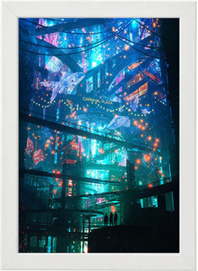 MEC City Digital Art Wall Art Poster Frame White 21 x 30cm - Image 1