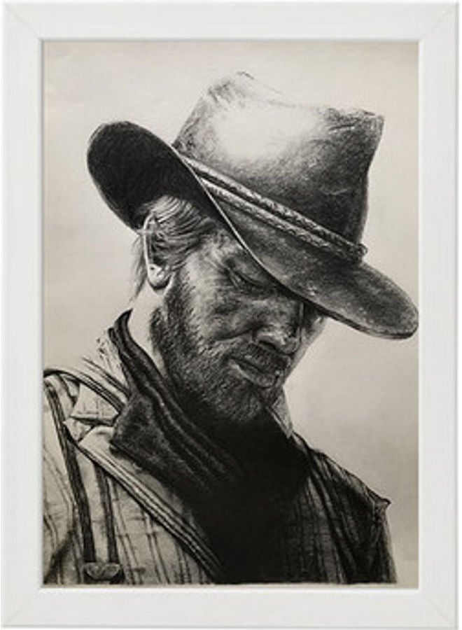 MEC Arthur Red Dead Redepmtion Illustration Wall Art Poster Frame White 21 x 30cm  - Image 1