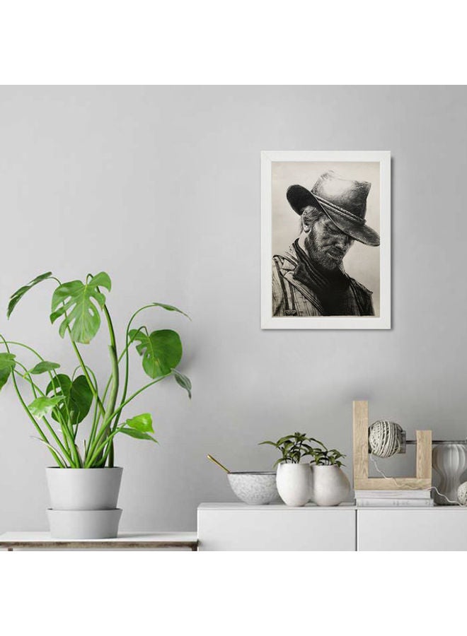 MEC Arthur Red Dead Redepmtion Illustration Wall Art Poster Frame White 21 x 30cm  - Image 2