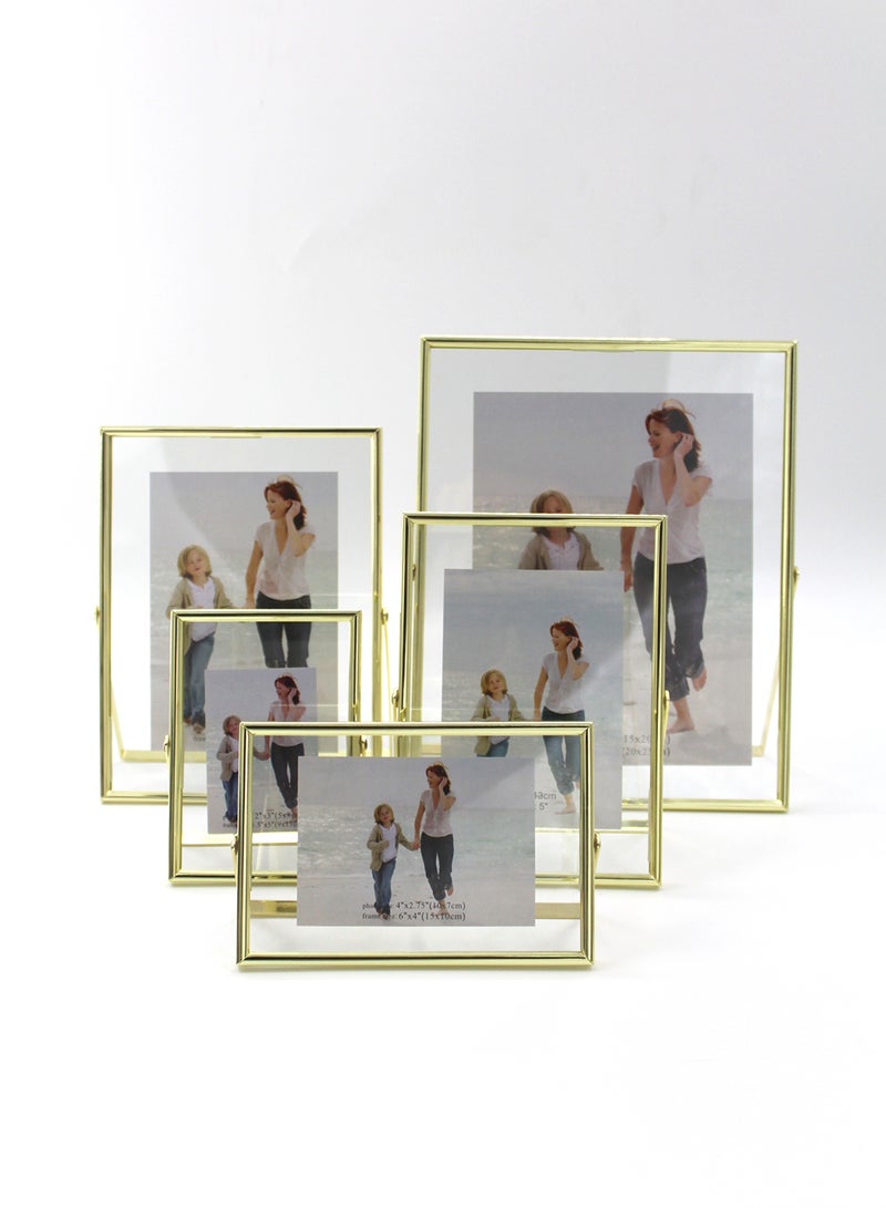 سويتش - إطار صور يوضع أعلى الطاولة مزود بإطار خارجي ذهبي outer frame size: L20.8xH25.8xT1cm for photo size: 8x10بوصة - Image 1