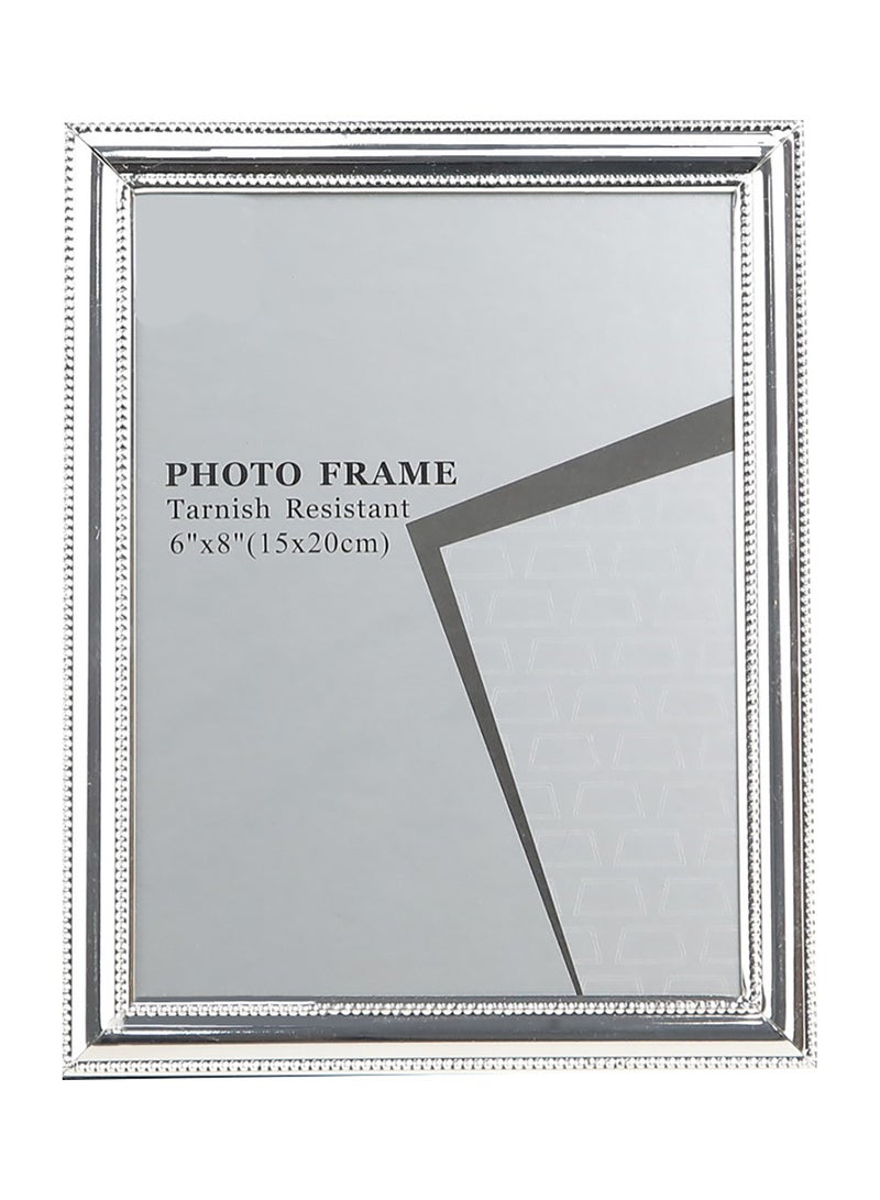 سويتش - إطار صور يوضع أعلى الطاولة مزود بإطار خارجي فضي/ أبيض رخامي outer frame size: L11xH16xT1.5cm for photo size: 4x6بوصة - Image 1