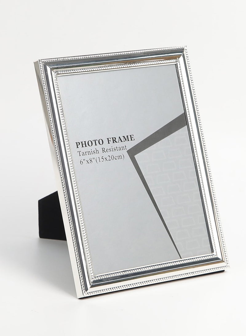سويتش - إطار صور يوضع أعلى الطاولة مزود بإطار خارجي فضي/ أبيض رخامي outer frame size: L11xH16xT1.5cm for photo size: 4x6بوصة - Image 1