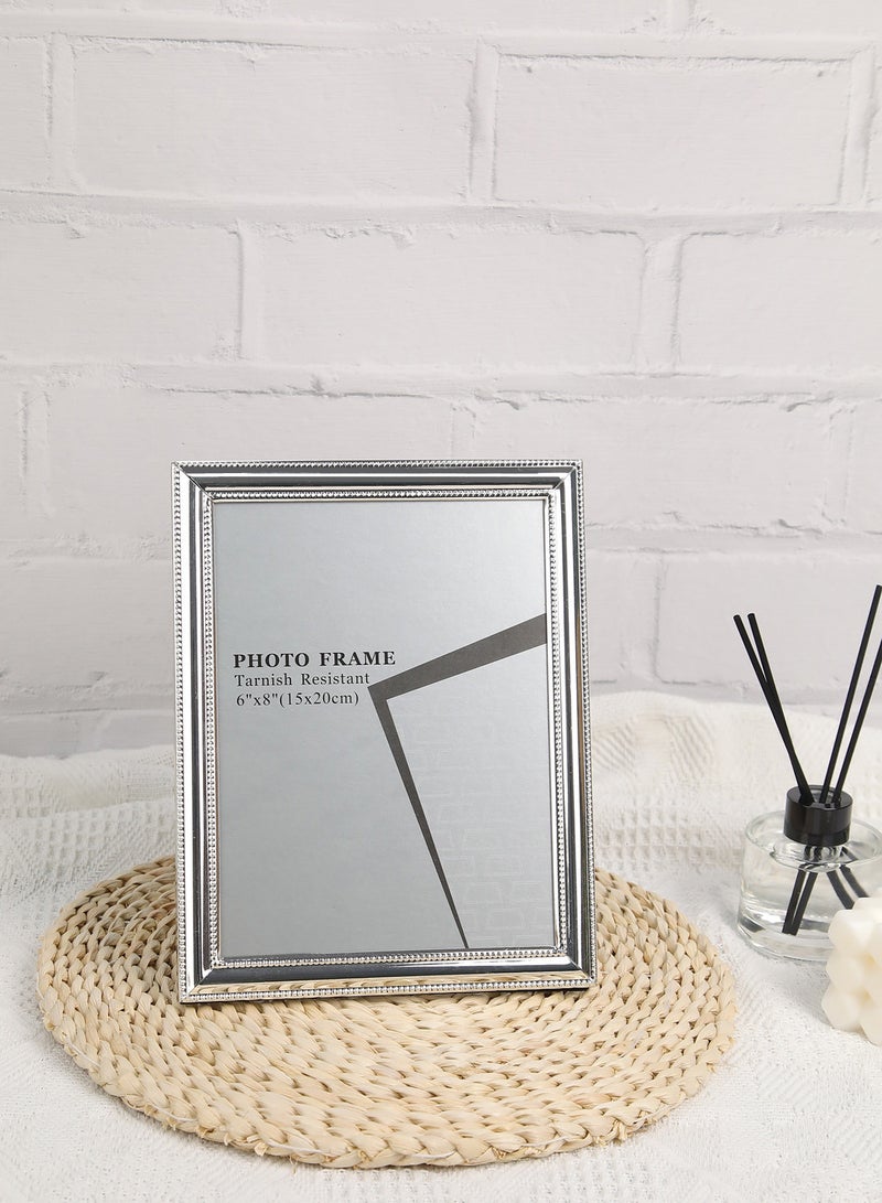 سويتش - إطار صور يوضع أعلى الطاولة مزود بإطار خارجي فضي/ أبيض رخامي outer frame size: L11xH16xT1.5cm for photo size: 4x6بوصة - Image 1