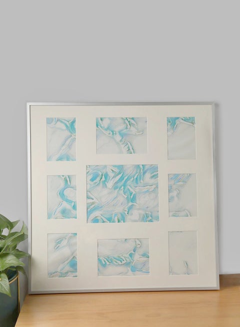 Wall Frames With Outer Frame Silver outer frame size: L66xH66xT2.5cm for photo size: 6pcs 4x6", 2pcs 5x7", 1pc 8x10"inch