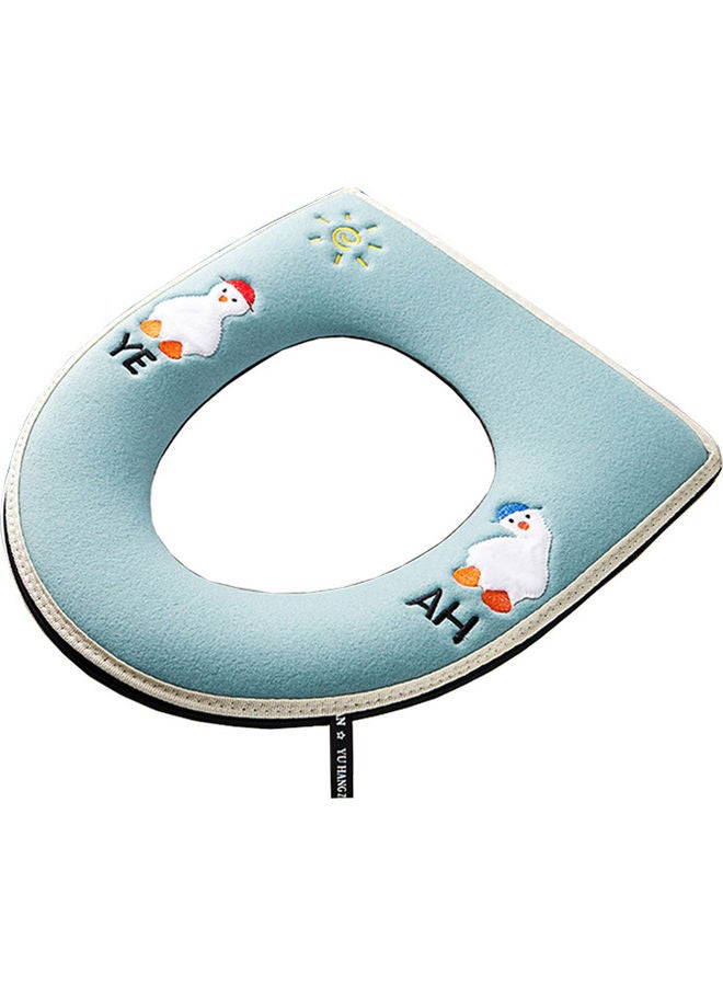 1-Piece Warm Padded Bathroom Toilet Cover Blue 43x39cm  - Image 1