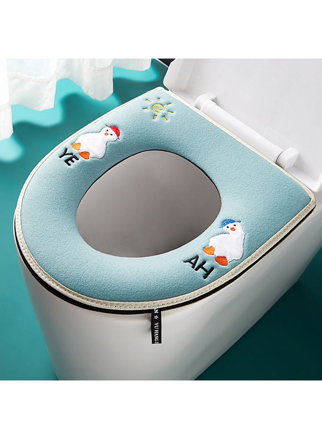 1-Piece Warm Padded Bathroom Toilet Cover Blue 43x39cm  - Image 2