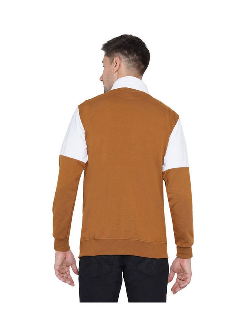 ASHTON BROWN Authentic Full Zip Collar Jacket Brown/White/Navy Blue  - Image 2