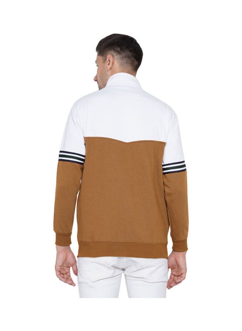 ASHTON BROWN Authentic Full Zip Collar Jacket Brown/White  - Image 2