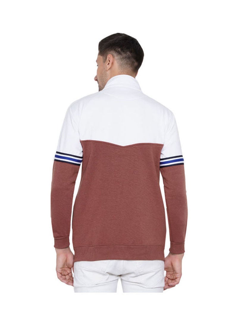 ASHTON BROWN Authentic Full Zip Collar Jacket Light Brown/White  - Image 2