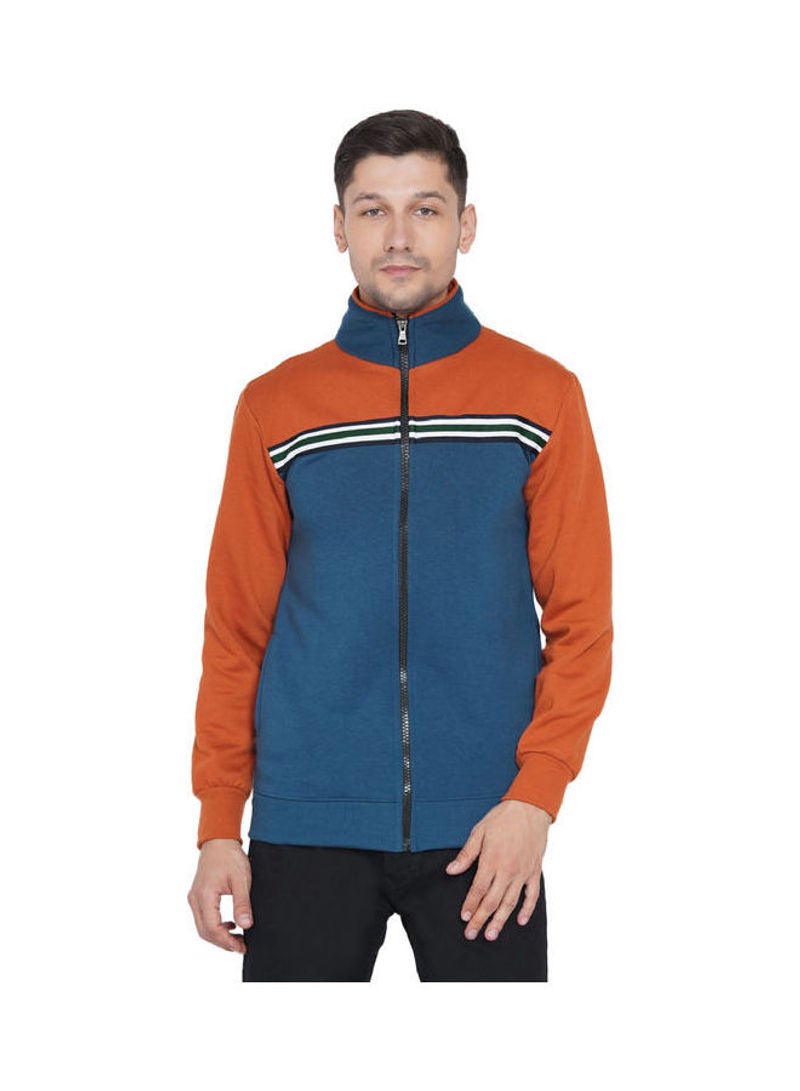 ASHTON BROWN Authentic Full Zip Collar Jacket Light Blue/Chocolate  - Image 1