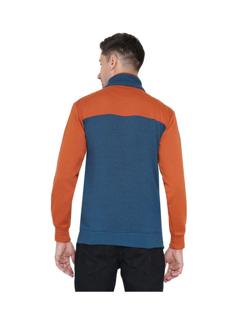 ASHTON BROWN Authentic Full Zip Collar Jacket Light Blue/Chocolate  - Image 2