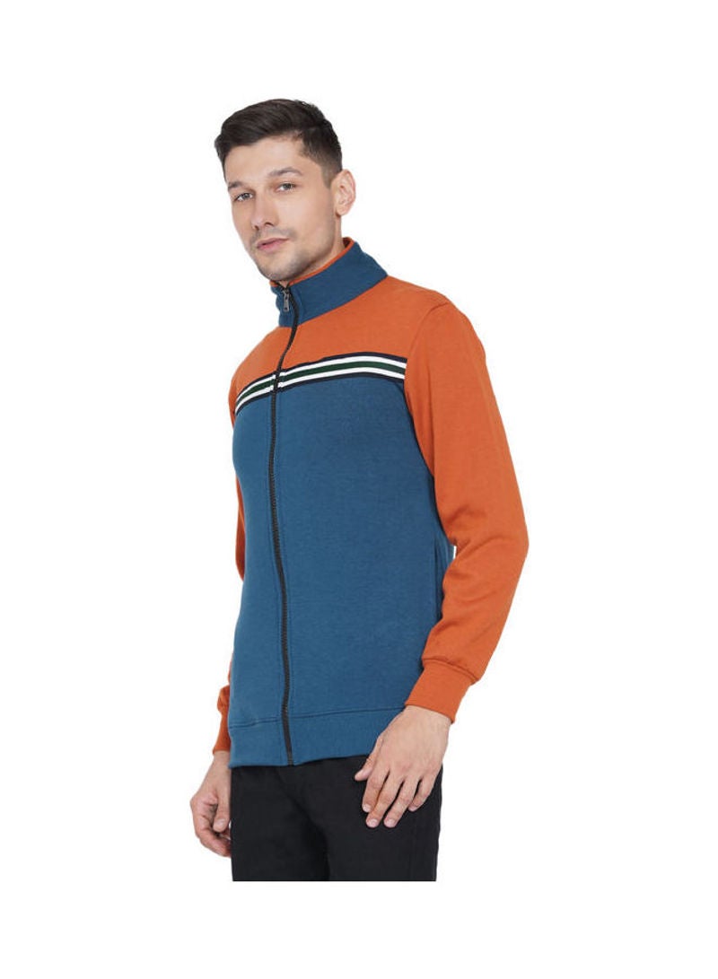 ASHTON BROWN Authentic Full Zip Collar Jacket Light Blue/Chocolate  - Image 4
