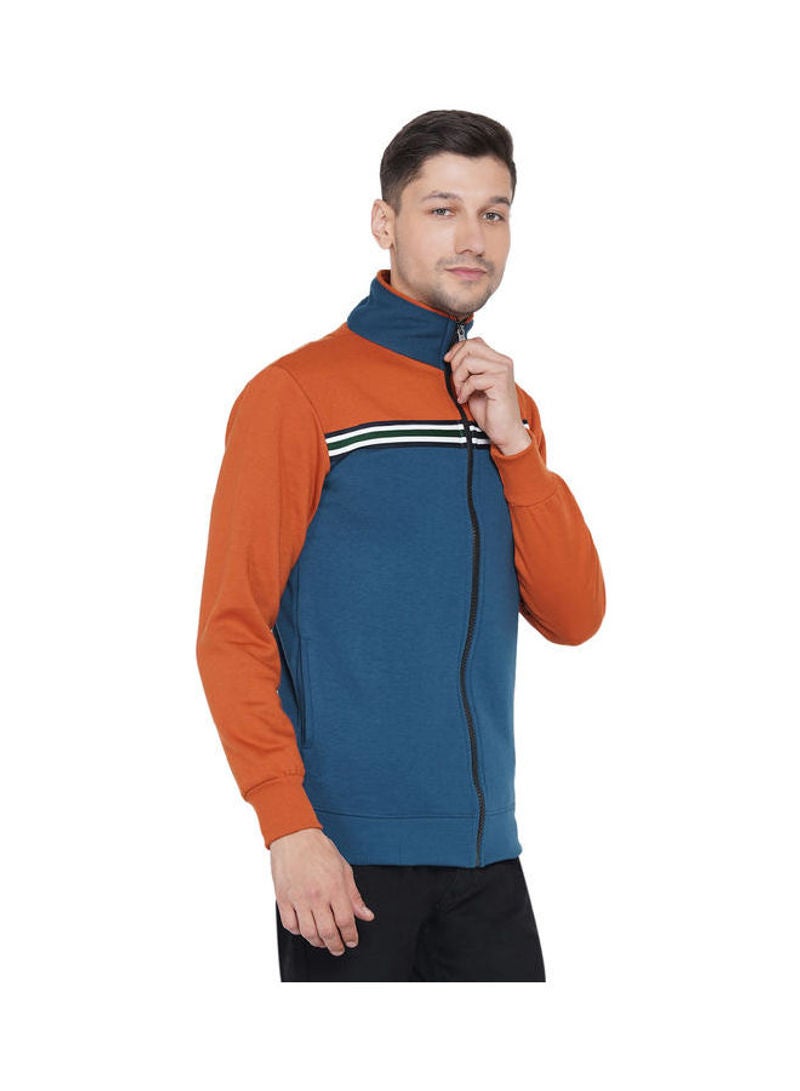 ASHTON BROWN Authentic Full Zip Collar Jacket Light Blue/Chocolate  - Image 3