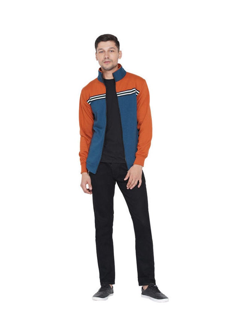 ASHTON BROWN Authentic Full Zip Collar Jacket Light Blue/Chocolate  - Image 5