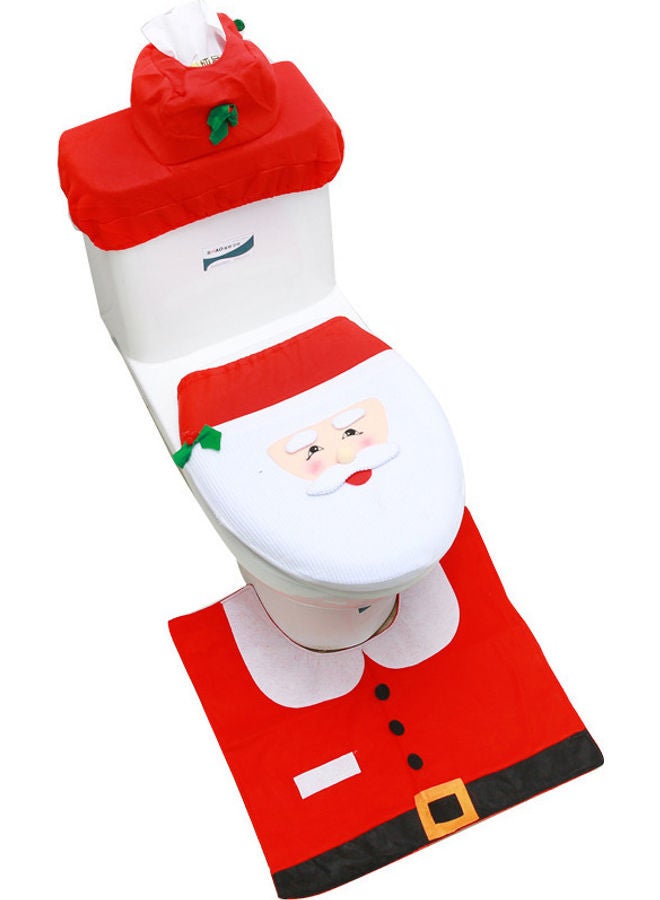 3-Piece Snowman Toilet Seat Cover Set Multicolour 1xToilet Seat Cover 35x43cm, 1xFloor Mat 54x54cm, 1xTank Cover With Tissue Box Cover 11.4x45cm