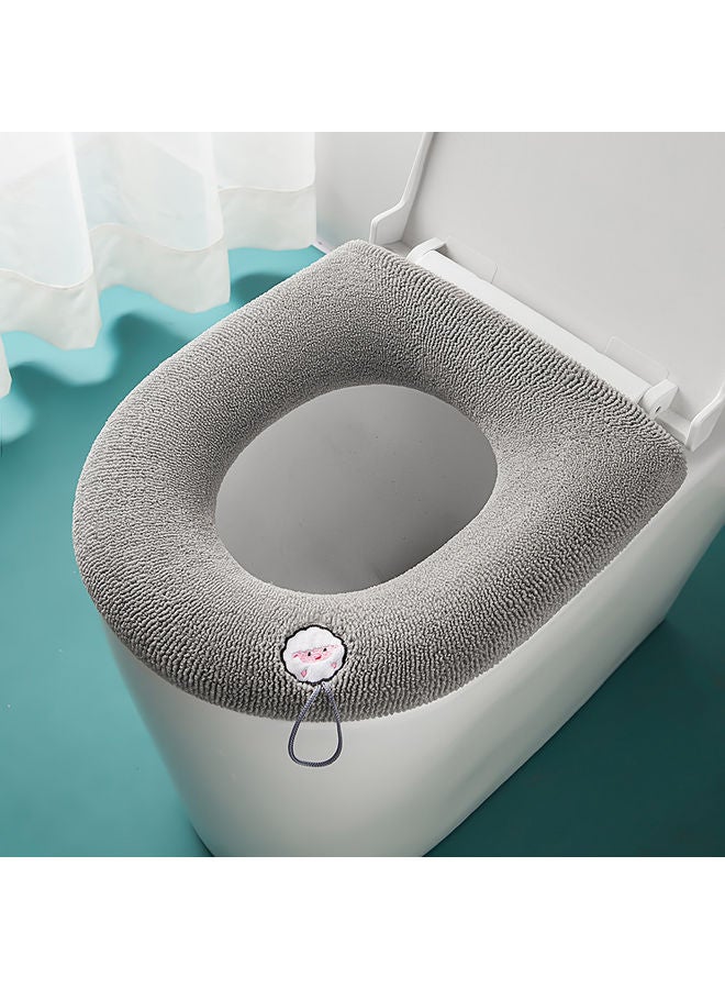 1-Piece Warm Padded Toilet Seat Cover Grey 44x36cm