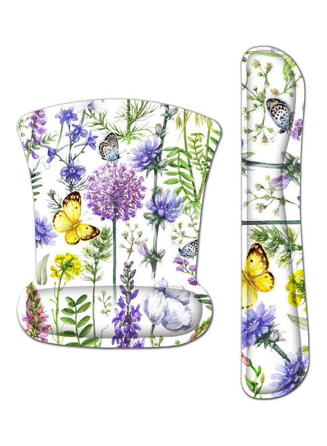 YONK Keyboard Wrist Rest and Mouse Pad Yellow/White/Purpel - Image 1