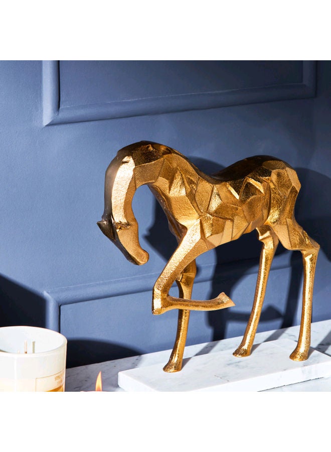 Engraved Metal Horse Statue Golden 25 x 10 x 30cm - Image 2
