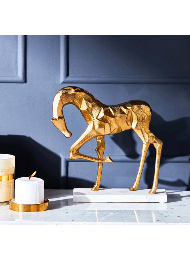 Engraved Metal Horse Statue Golden 25 x 10 x 30cm - Image 1