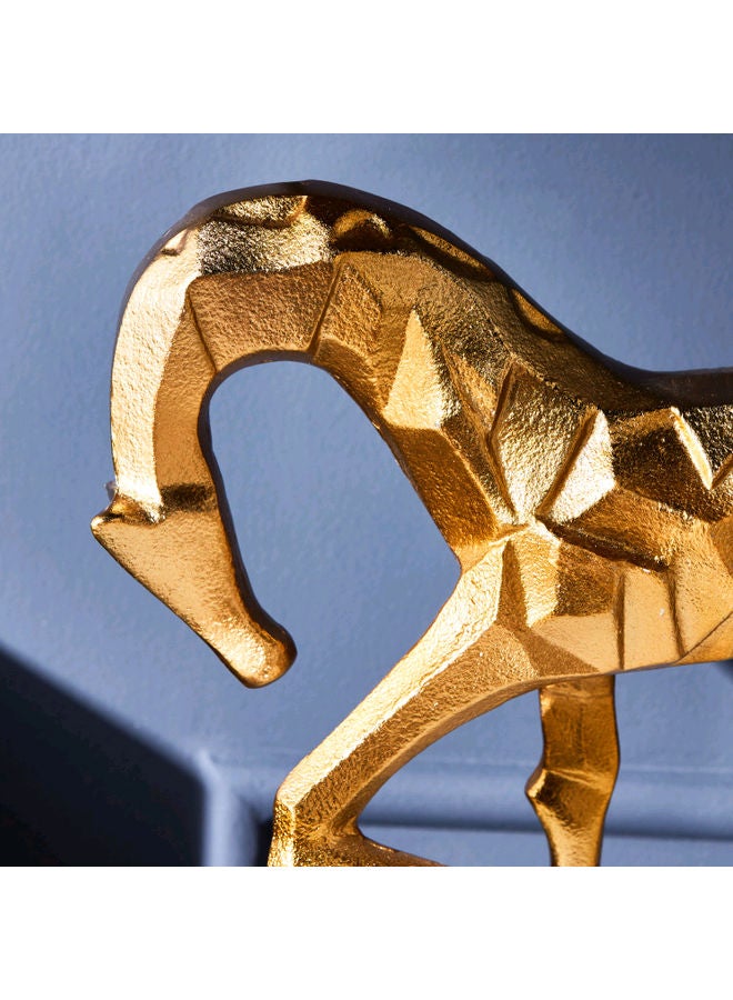 Engraved Metal Horse Statue Golden 25 x 10 x 30cm - Image 3