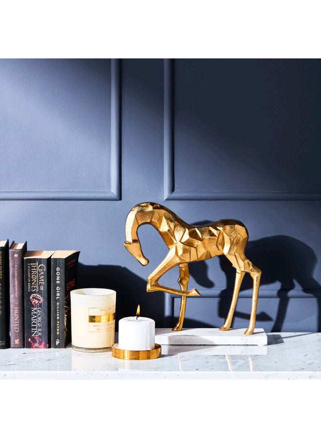 Engraved Metal Horse Statue Golden 25 x 10 x 30cm - Image 4