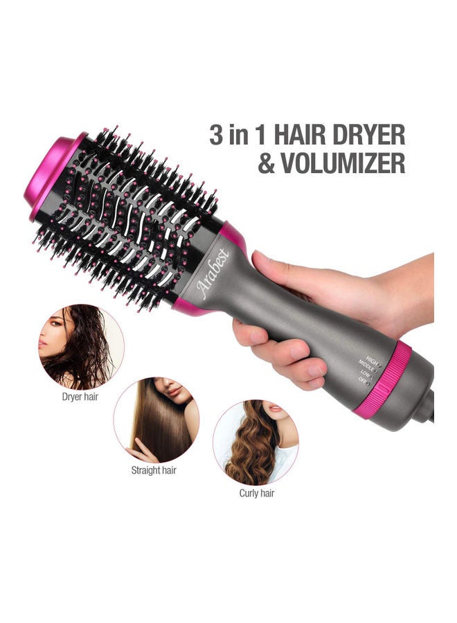 Arabest - Negative Ionic Heated, Curling and Straight Hair Dryer Volumizer Hot Air Brush Grey 34 x 7.5 x 5.5cm - Image 1
