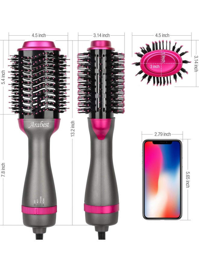 Arabest - Negative Ionic Heated, Curling and Straight Hair Dryer Volumizer Hot Air Brush Grey 34 x 7.5 x 5.5cm - Image 1