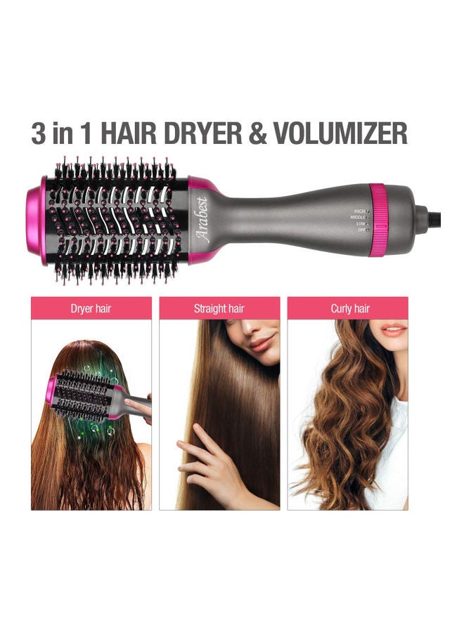 Arabest - Negative Ionic Heated, Curling and Straight Hair Dryer Volumizer Hot Air Brush Grey 34 x 7.5 x 5.5cm - Image 1