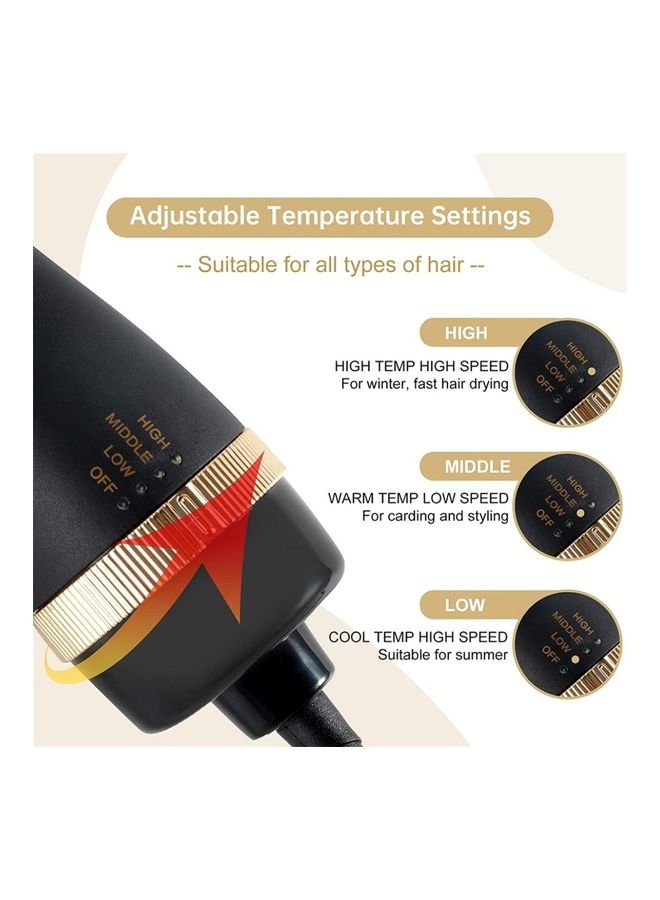 Arabest - Styler and Volumizer Brush Blow Dryer Styler for Straightening, Curling, Salon Negative Ion Ceramic Hot Air Hair Dryer Black 38 x 11.5 x 9cm - Image 1