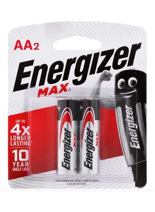 إنرجايزر 2-Piece 1.5V Max AA Alkaline Batteries Red