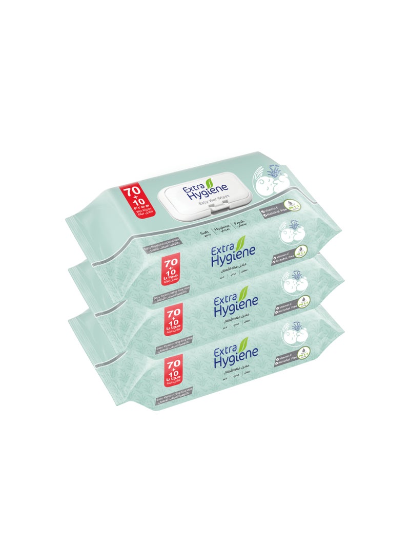 Hygiene 80 Piece Baby wet Wipes fo Senstive skin  -3 pack 