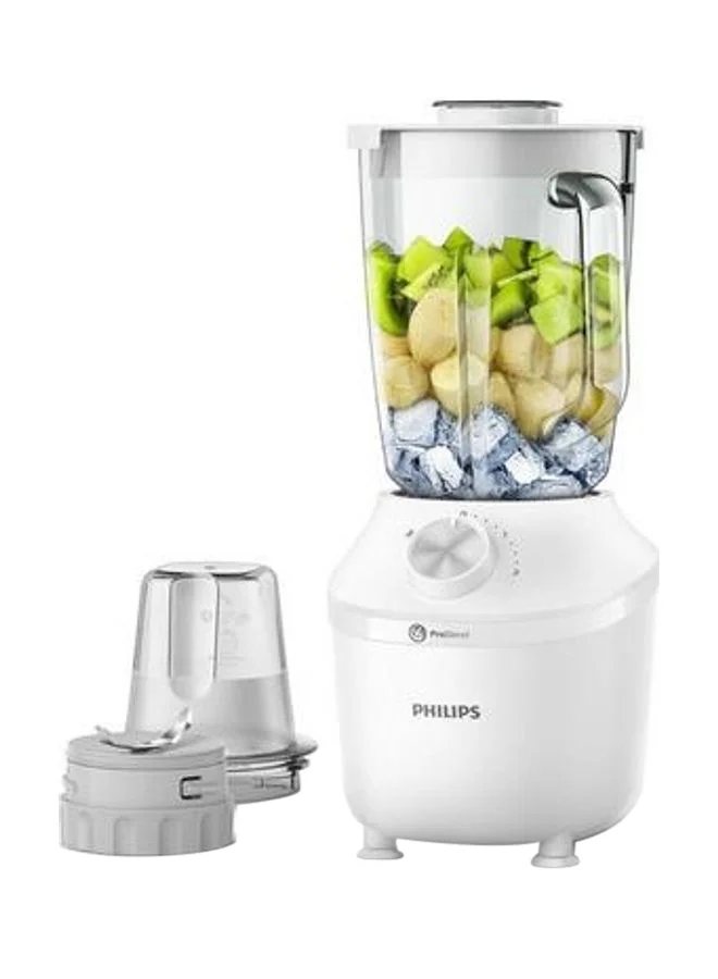 Philips Glass Jar Blender - 2 Speeds + pulse, Comes with Chopper, 2 L 600 W HR2291/20 White