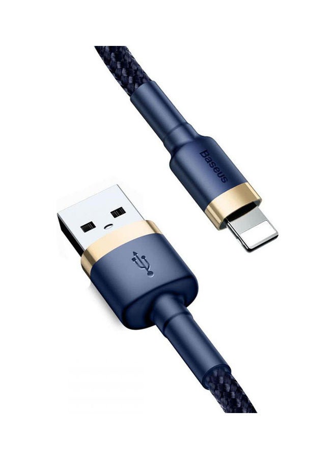 Baseus USB to Lightning Charging Cable Cafule Nylon Braided High-Density Quick Charge Compatible for iPhone 13 12 11 Pro Max Mini XS X 8 7 6 5 SE iPad (1 Meter, 2.4 A) Dark Blue/Gold - Image 1