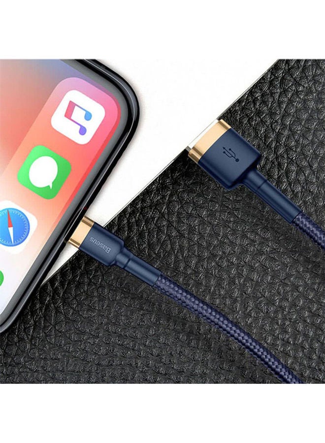 Baseus USB to Lightning Charging Cable Cafule Nylon Braided High-Density Quick Charge Compatible for iPhone 13 12 11 Pro Max Mini XS X 8 7 6 5 SE iPad (1 Meter, 2.4 A) Dark Blue/Gold - Image 4