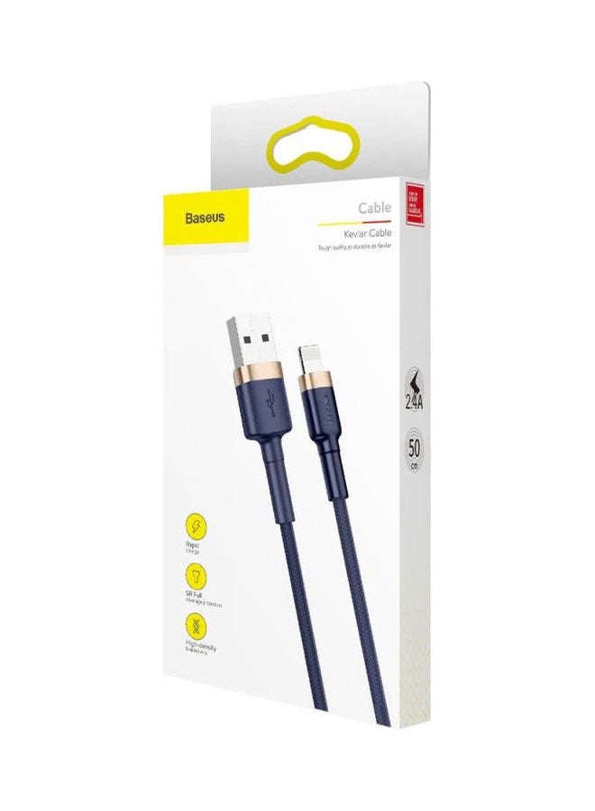Baseus USB to Lightning Charging Cable Cafule Nylon Braided High-Density Quick Charge Compatible for iPhone 13 12 11 Pro Max Mini XS X 8 7 6 5 SE iPad (1 Meter, 2.4 A) Dark Blue/Gold - Image 5