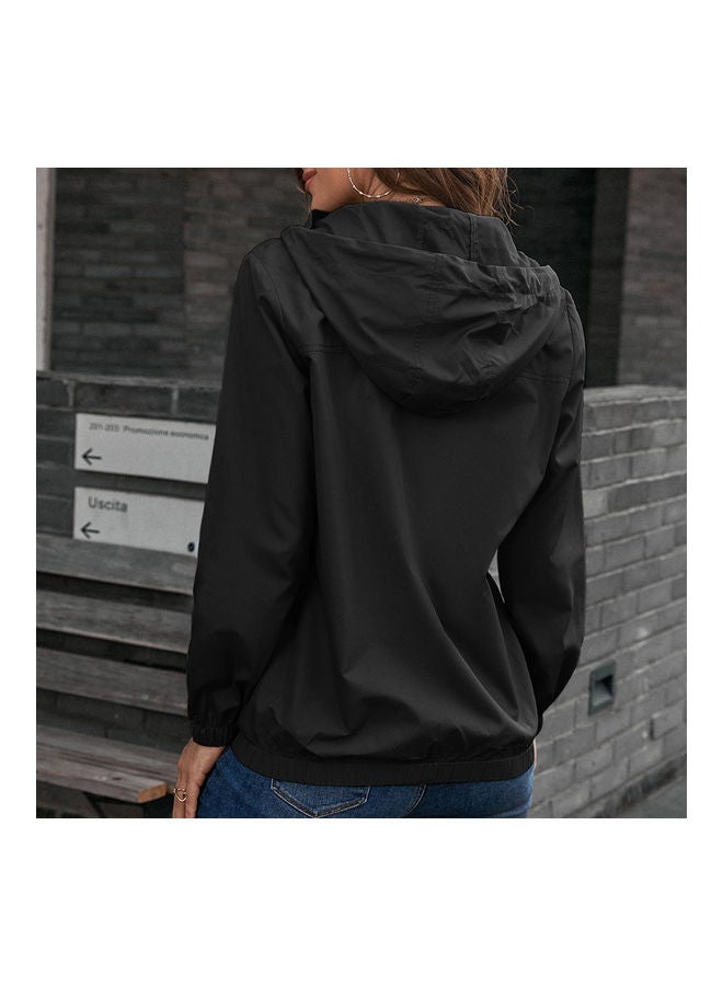 Generic Button Down Elastic Cuff Side Pockets Waterproof Hooded Jacket M  - Image 4