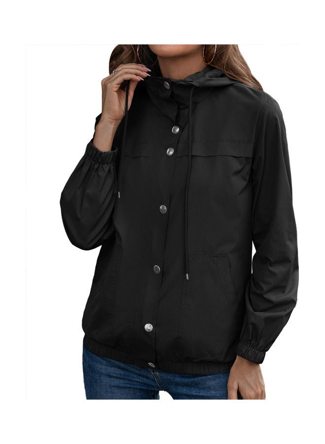 Generic Button Down Elastic Cuff Side Pockets Waterproof Hooded Jacket S  - Image 1