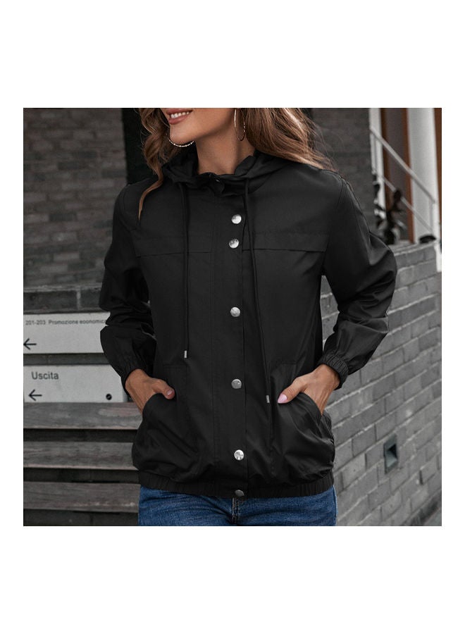 Generic Button Down Elastic Cuff Side Pockets Waterproof Hooded Jacket XL  - Image 2