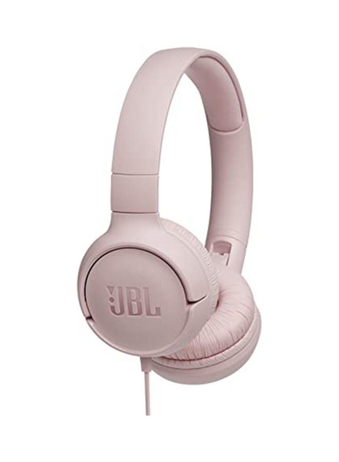 JBL Tune 500 Wired On-Ear Headphones - Deep Pure Bass - 1 Button Remote - Lightweight - Foldable - Tangle Free Cable Pink 