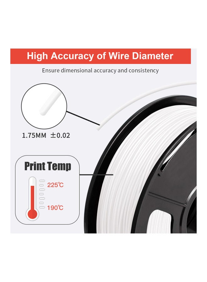 1.75mm PLA 3D Printer Filament White  - Image 2