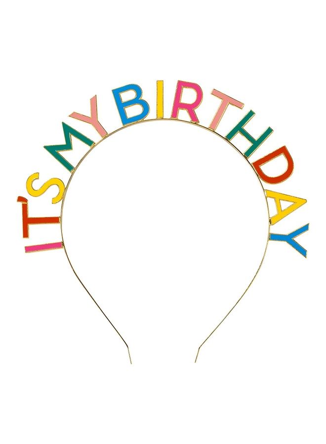ربطة رأس بتصميم عبارة "It's My Birthday" وألوان قوس قزح - Image 1