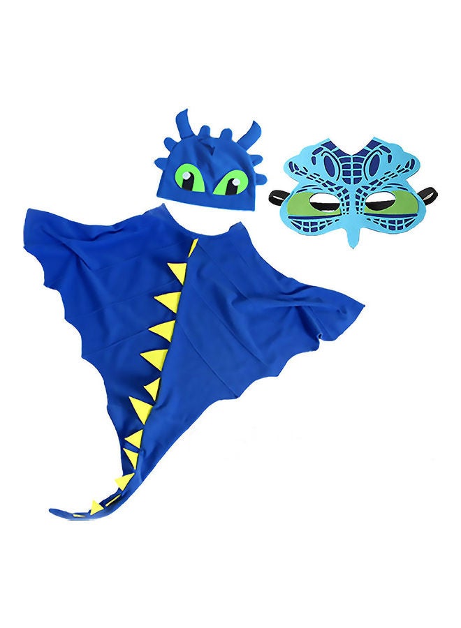 MissTiara Children's Dinosaur Cloak Hat Mask Cosplay Costume Set For 3-8Year 120cm - Image 1